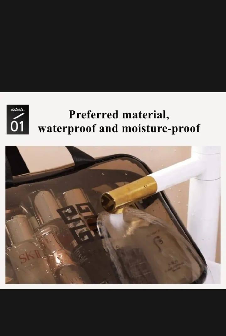 Double Layer Water Proof Cosmetic Bag Transparent Large-capacity