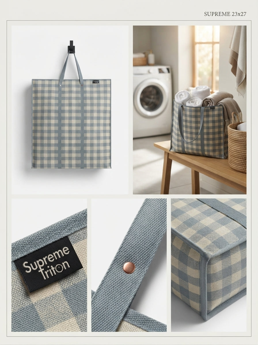 Supreme Triton Checkered Laundry & Storage Tote Bag (23x27)