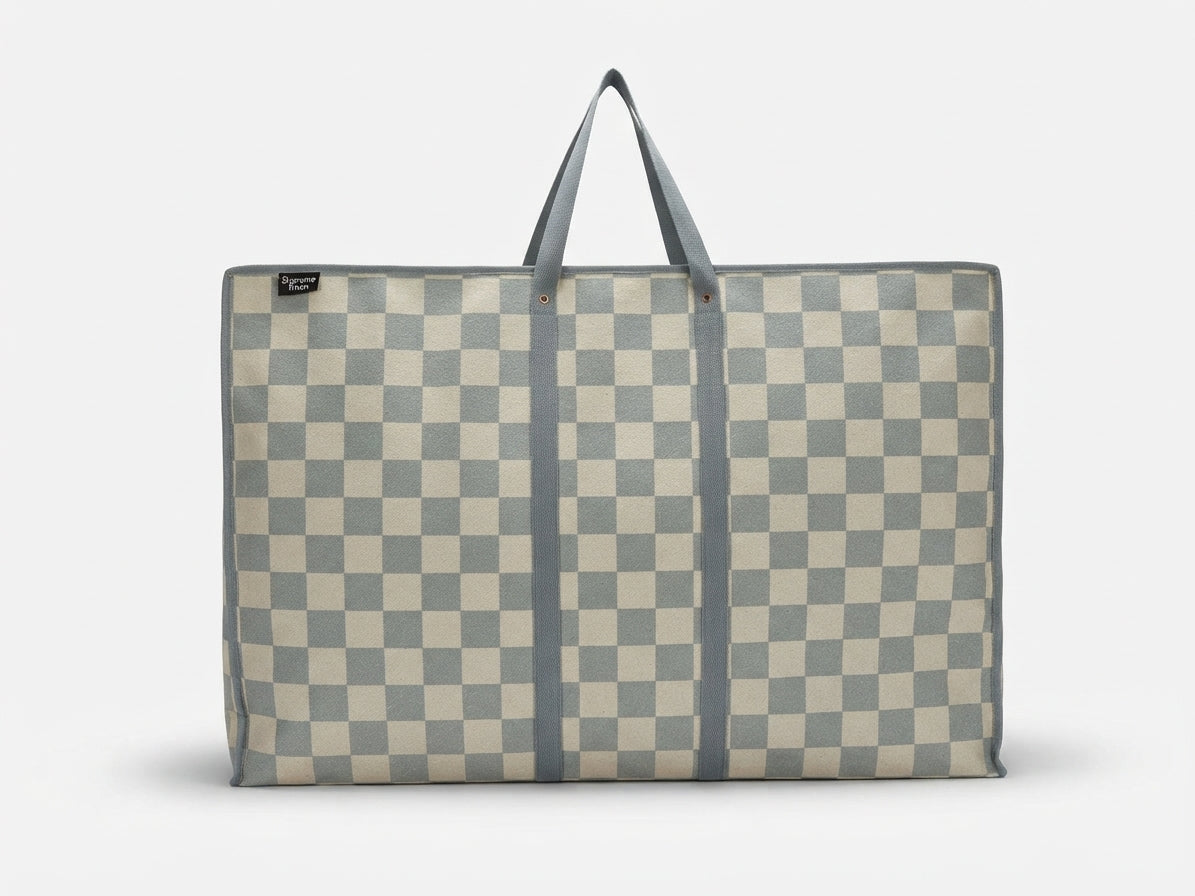 Supreme Triton Jumbo Checkered Storage Bag (21" x 31") – Heavy-Duty Foldable Closet & Travel Organizer Tote with Reinforced Handles