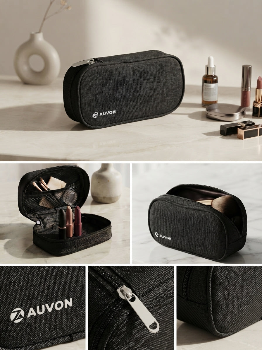 Auvon Mini Black Cosmetic Pouch & Travel Makeup Organizer
