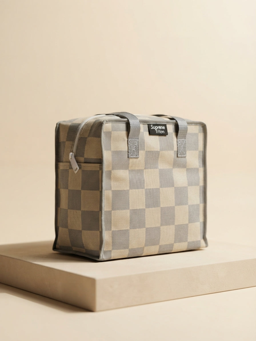 Supreme Triton 10x10 Checkered Storage Bag – Versatile Insulated Travel Tote and Daily Organizer with Comfort Handles