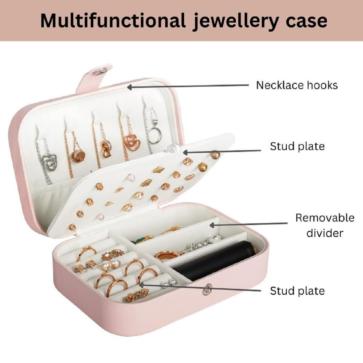 PU Faux Leather Jewellery Box Organizer Storage