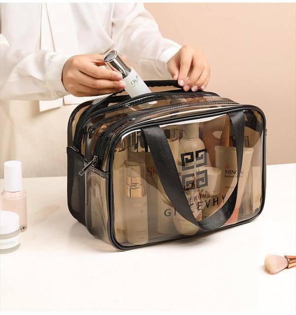 Double Layer Water Proof Cosmetic Bag Transparent Large-capacity