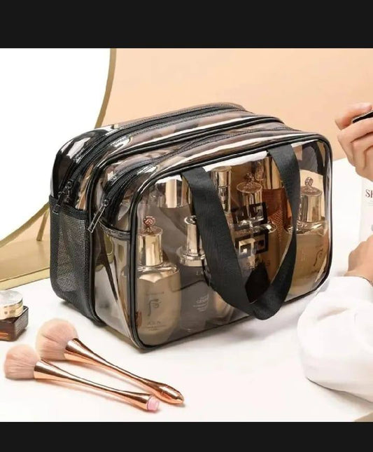 Double Layer Water Proof Cosmetic Bag Transparent Large-capacity