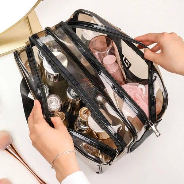Double Layer Water Proof Cosmetic Bag Transparent Large-capacity