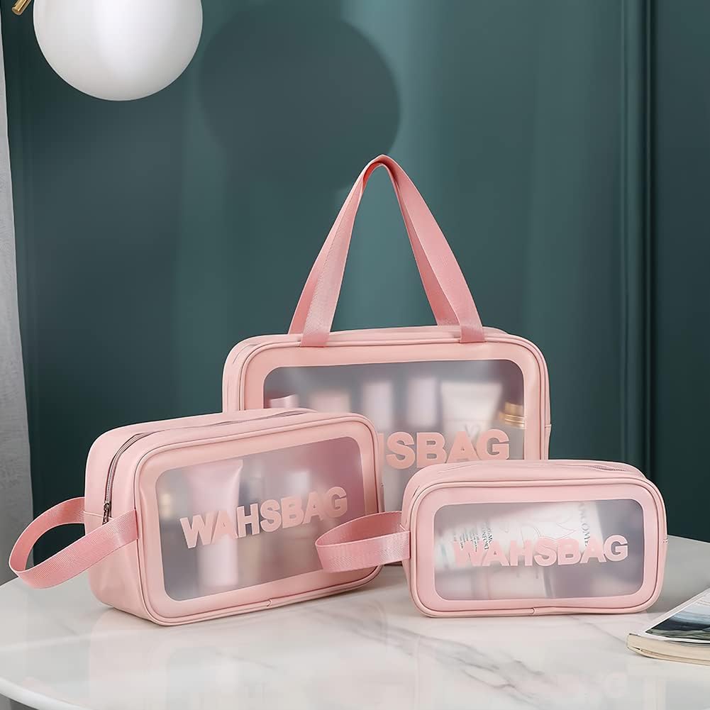 3 PCS Makeup Cosmetic Bag Transparent Travel Wash Bag