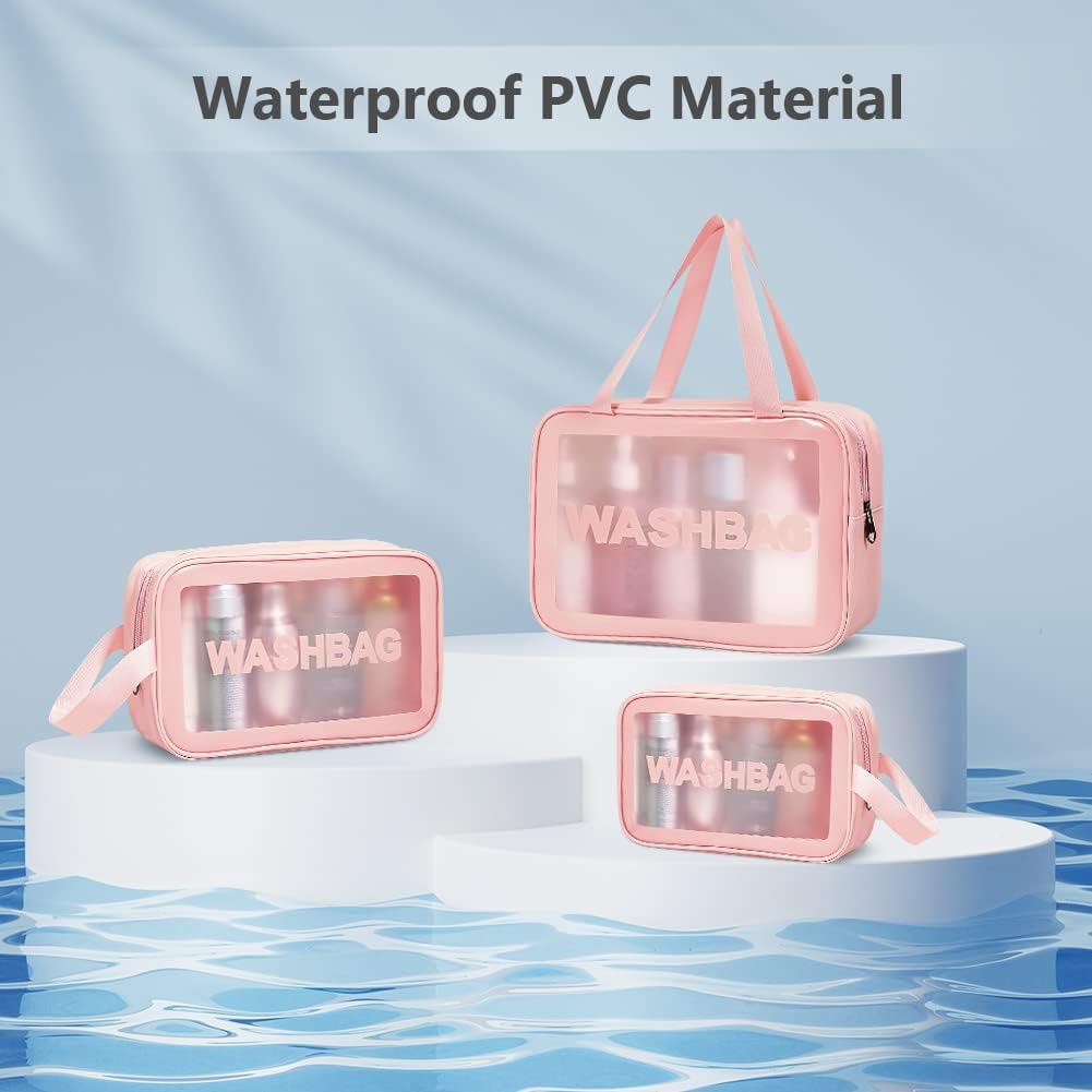 3 PCS Makeup Cosmetic Bag Transparent Travel Wash Bag