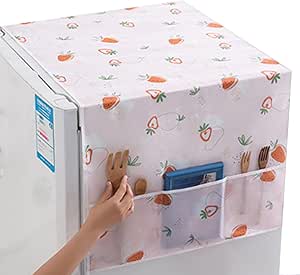 Fridge Cover for Top with 6 Utility Pockets Designer Prints Waterproof Ramdom Design