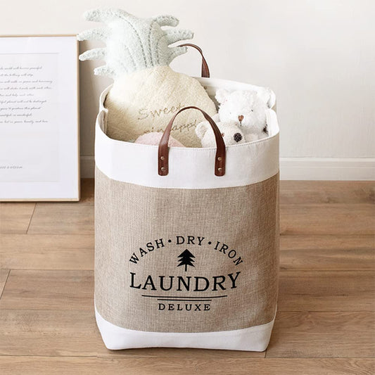 Large Capacity Laundry BasketDELUXE Clothes Basket Fabric Laundry Basket Folding Storage Household Storage Box Portable