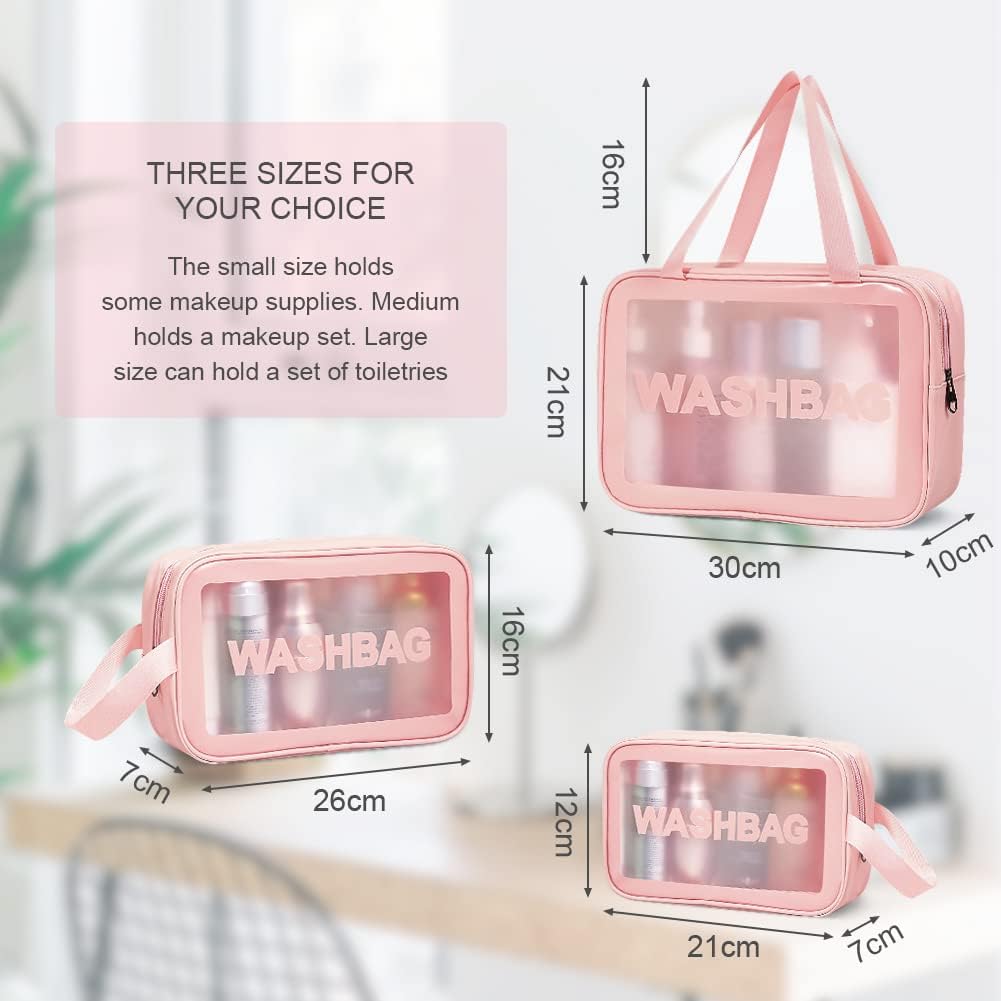 3 PCS Makeup Cosmetic Bag Transparent Travel Wash Bag