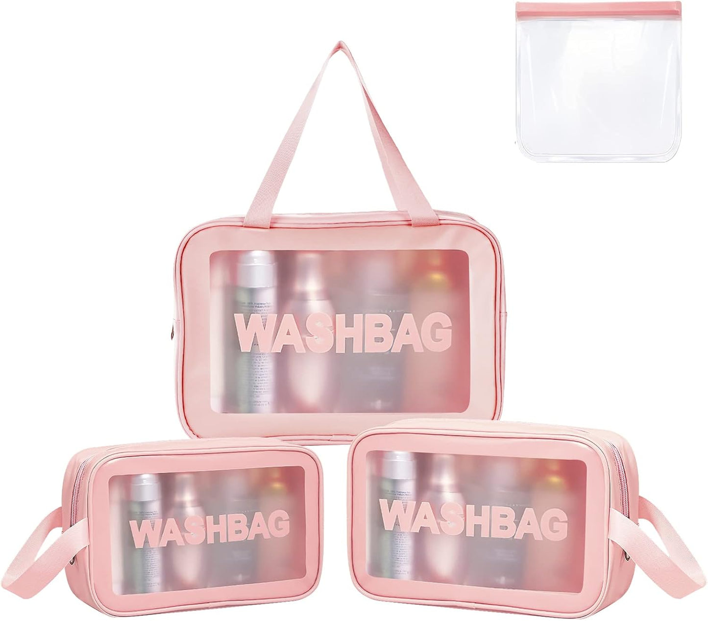 3 PCS Makeup Cosmetic Bag Transparent Travel Wash Bag