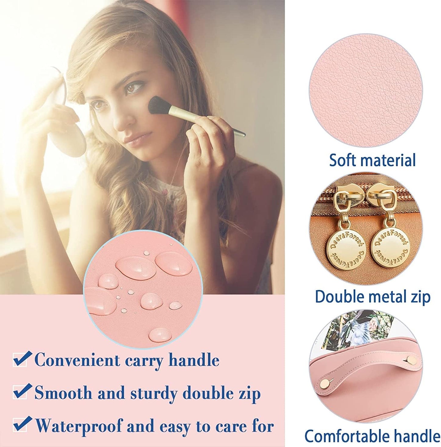 PU Leather Makeup Bag Cute Travel Cosmetic Bags - Portable Makeup Travel Bags for Women Girls,