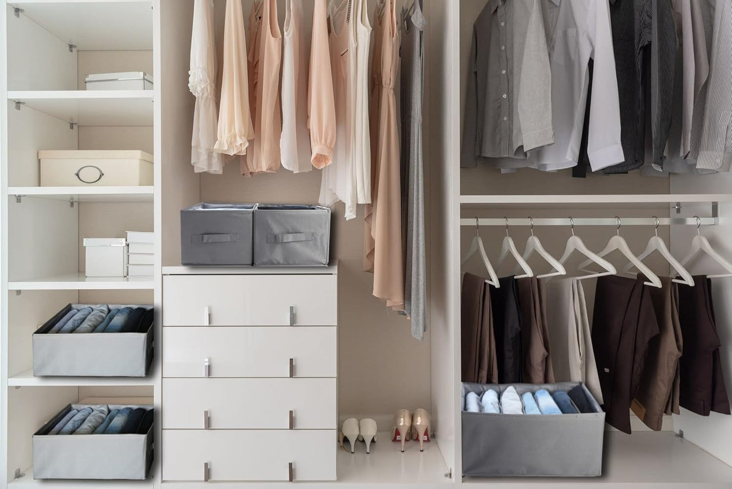 Wardrobe Closet Organizer Jeans Storage - Large 6 Grids Foldable