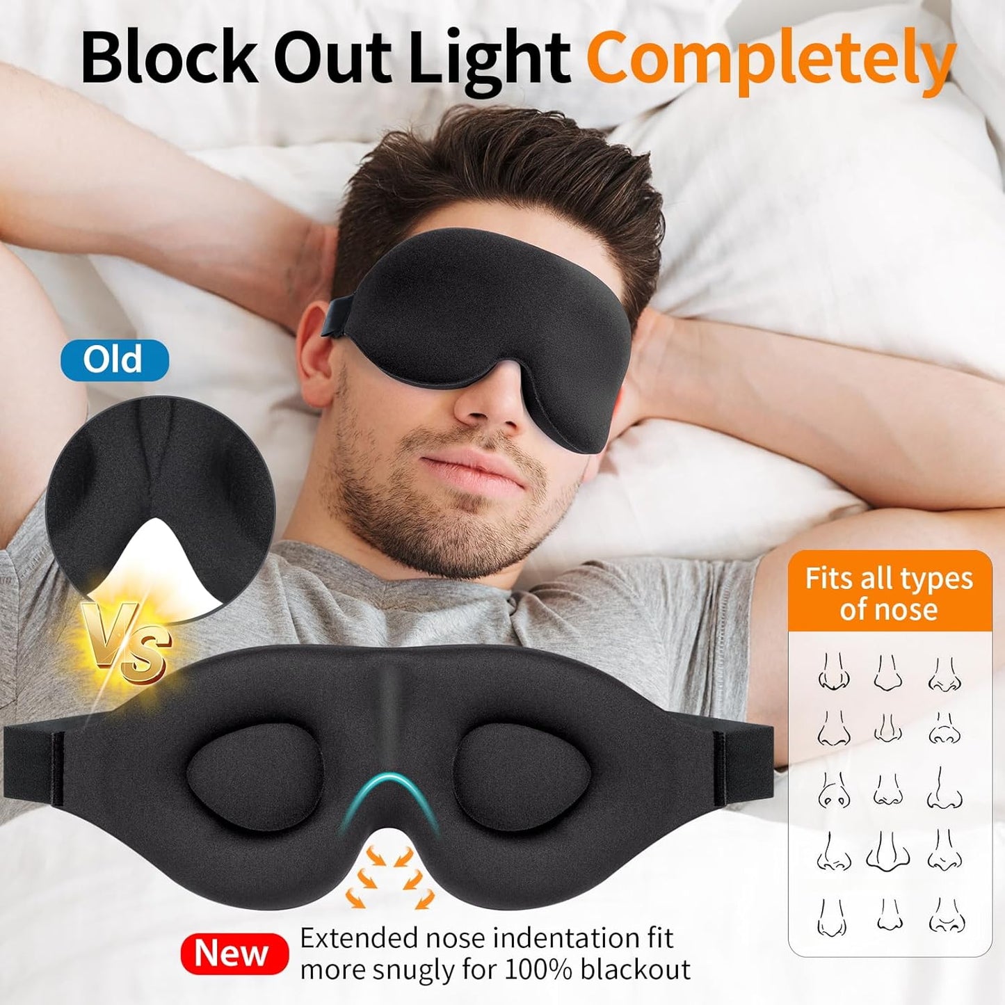 Sleep Mask, 100% Blackout 3D Contoured Sleep Eye Mask