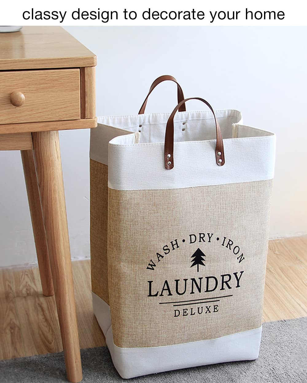 Large Capacity Laundry BasketDELUXE Clothes Basket Fabric Laundry Basket Folding Storage Household Storage Box Portable