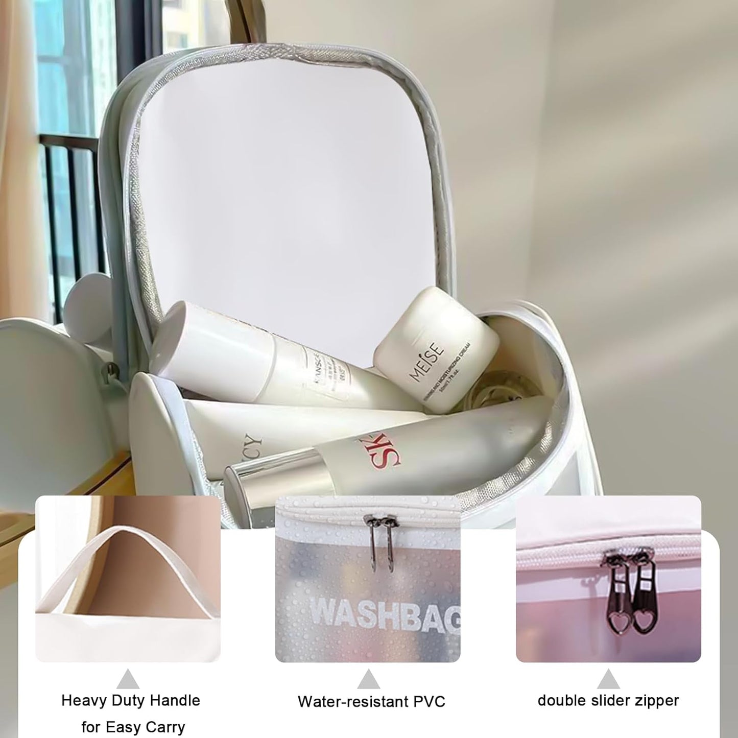 Cosmetic Bags,Large Clear Travel Makeup with Zipper,Big Toiletry Bag For Women,Small Silicone Makeup Brush Holder,Makeup Tools For Protecting Makeup Accessories,Womens Travel Essentials,