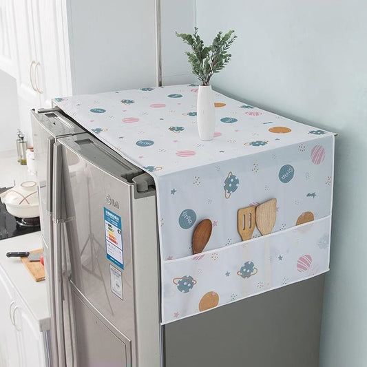 Fridge Cover for Top with 6 Utility Pockets Designer Prints Waterproof Ramdom Design