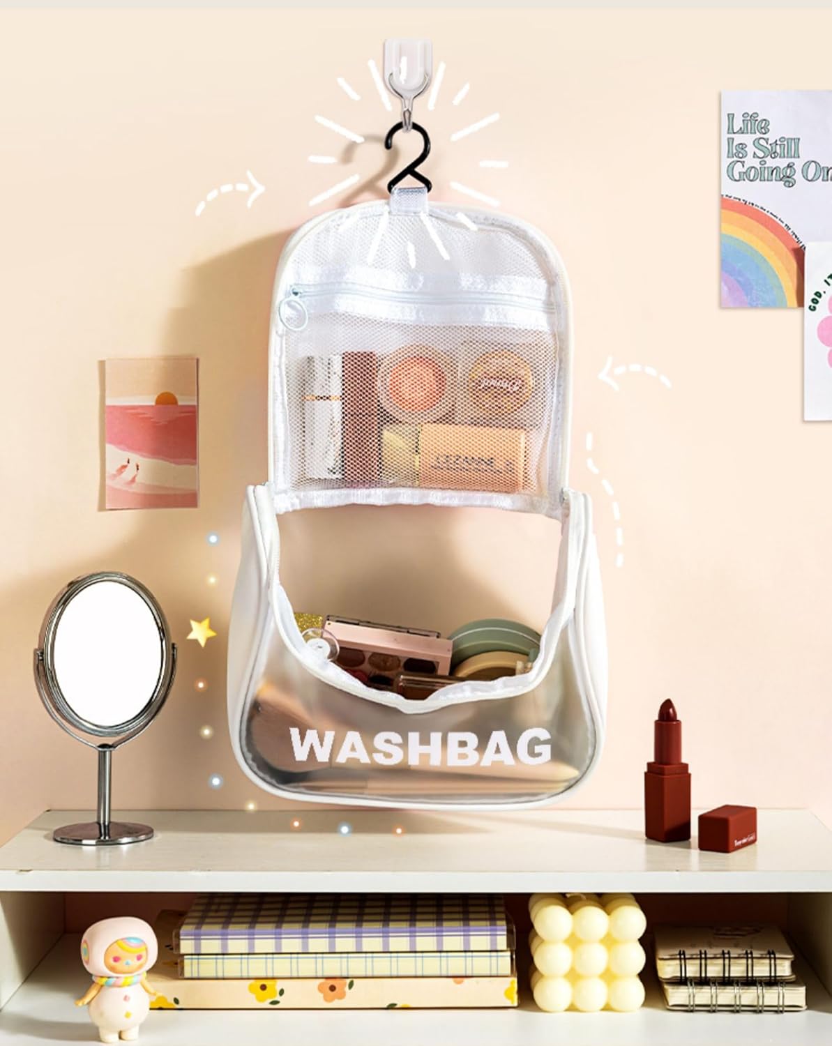 Cosmetic Bags,Large Clear Travel Makeup with Zipper,Big Toiletry Bag For Women,Small Silicone Makeup Brush Holder,Makeup Tools For Protecting Makeup Accessories,Womens Travel Essentials,
