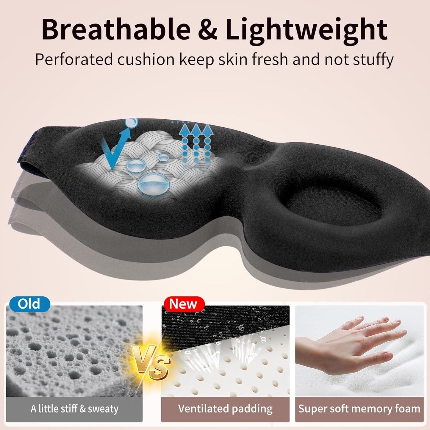 Sleep Mask, 100% Blackout 3D Contoured Sleep Eye Mask