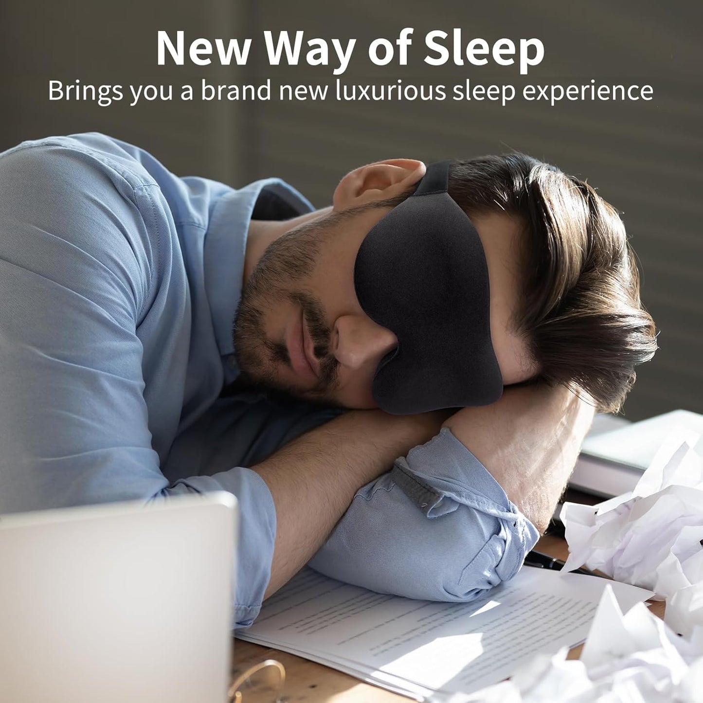 Sleep Mask, 100% Blackout 3D Contoured Sleep Eye Mask