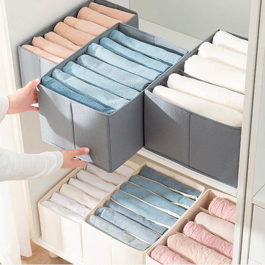 Wardrobe Closet Organizer Jeans Storage - Large 6 Grids Foldable