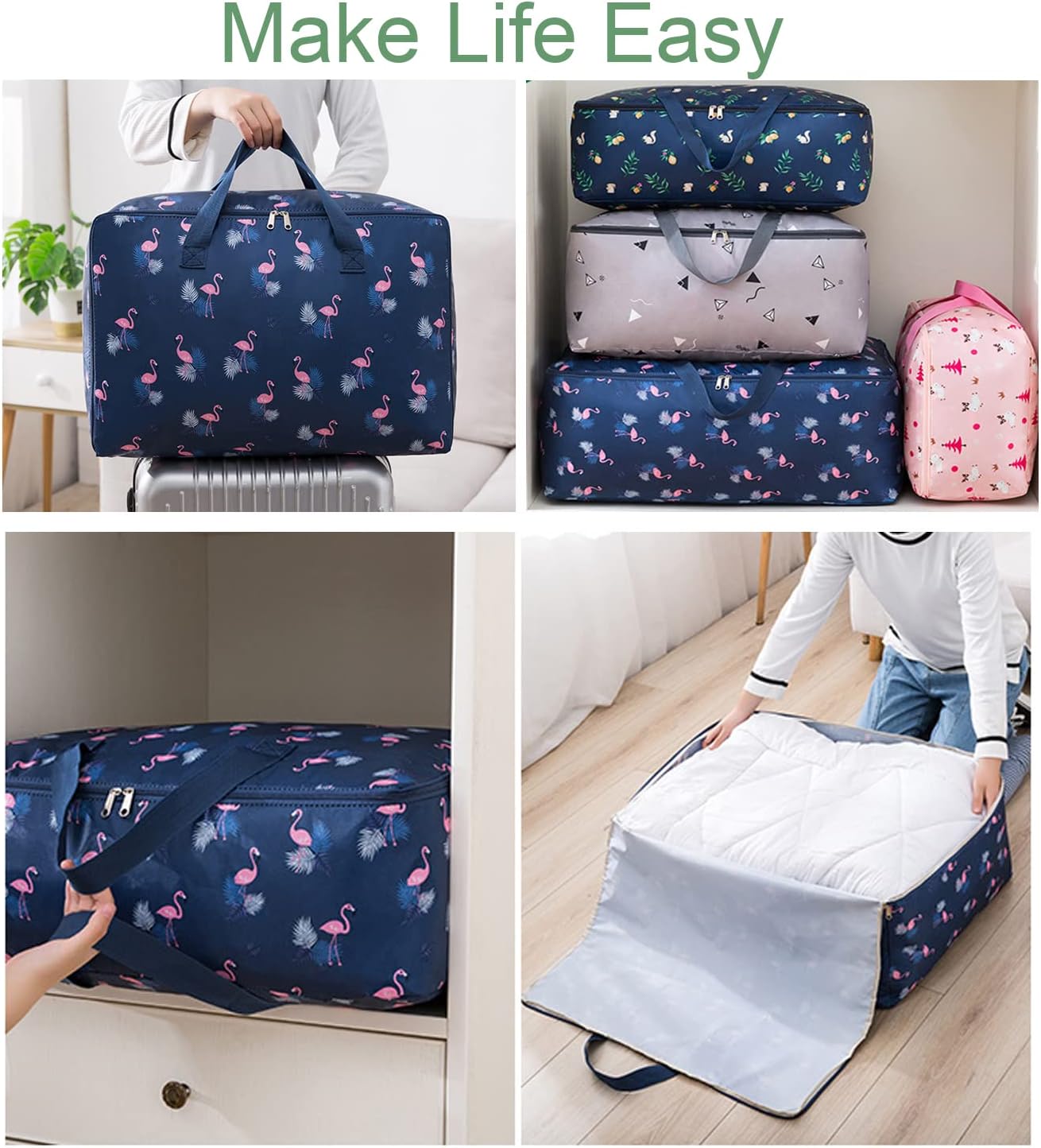 Large Clothes Storage Bags with Zips,Moving Bags for Clothes,