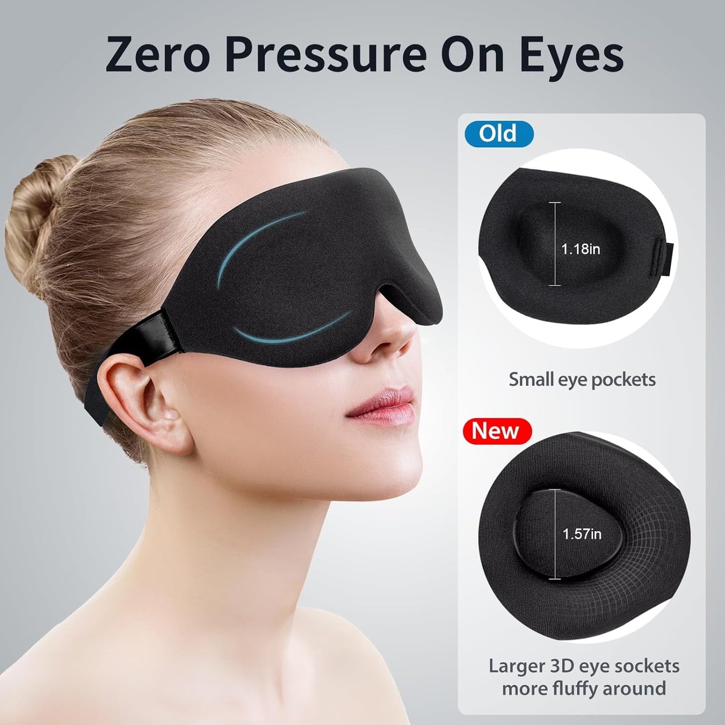 Sleep Mask, 100% Blackout 3D Contoured Sleep Eye Mask
