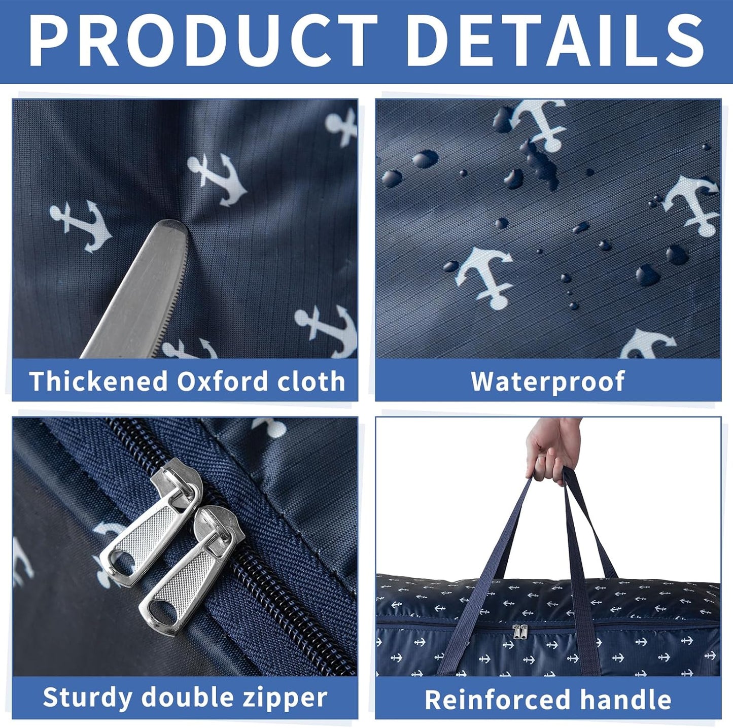 Pack Of 3 Large Clothes Storage Bags with Zips,Moving Bags for Clothes