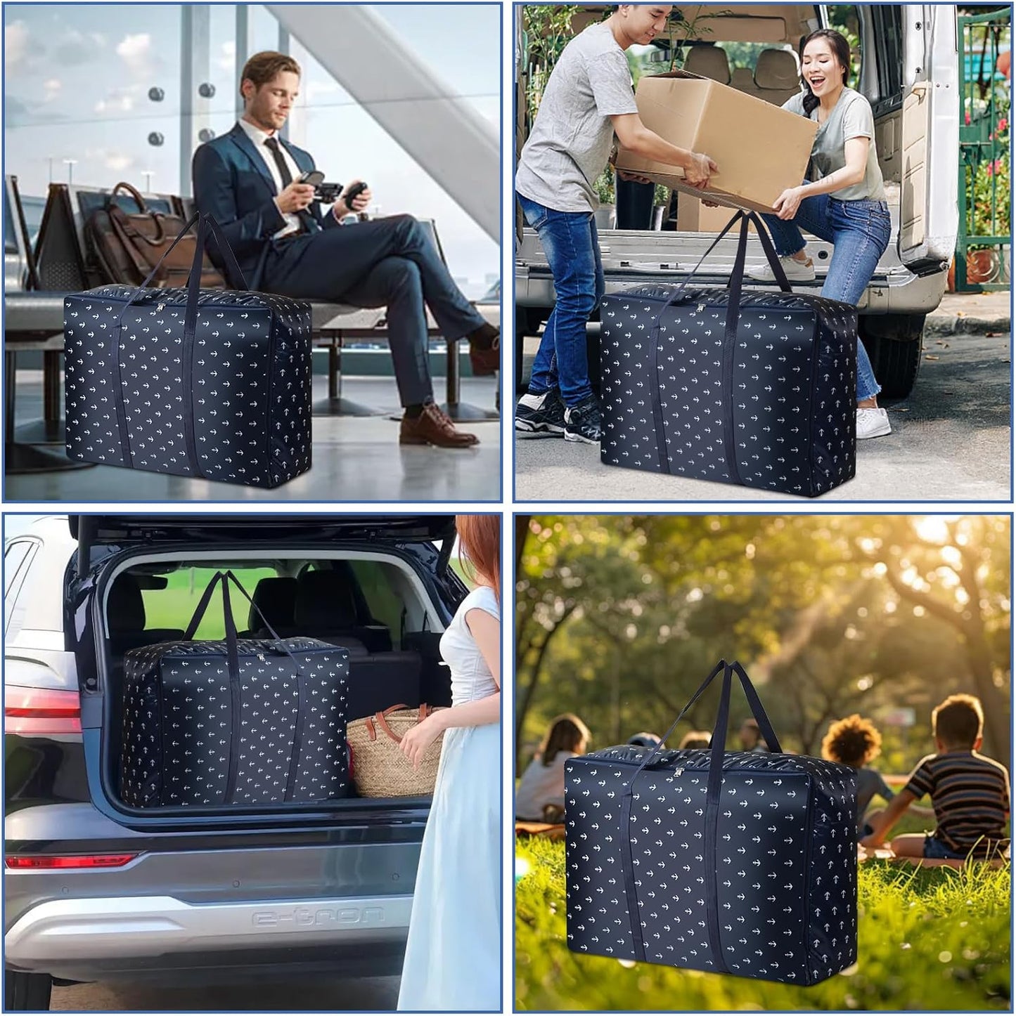 Pack Of 3 Large Clothes Storage Bags with Zips,Moving Bags for Clothes