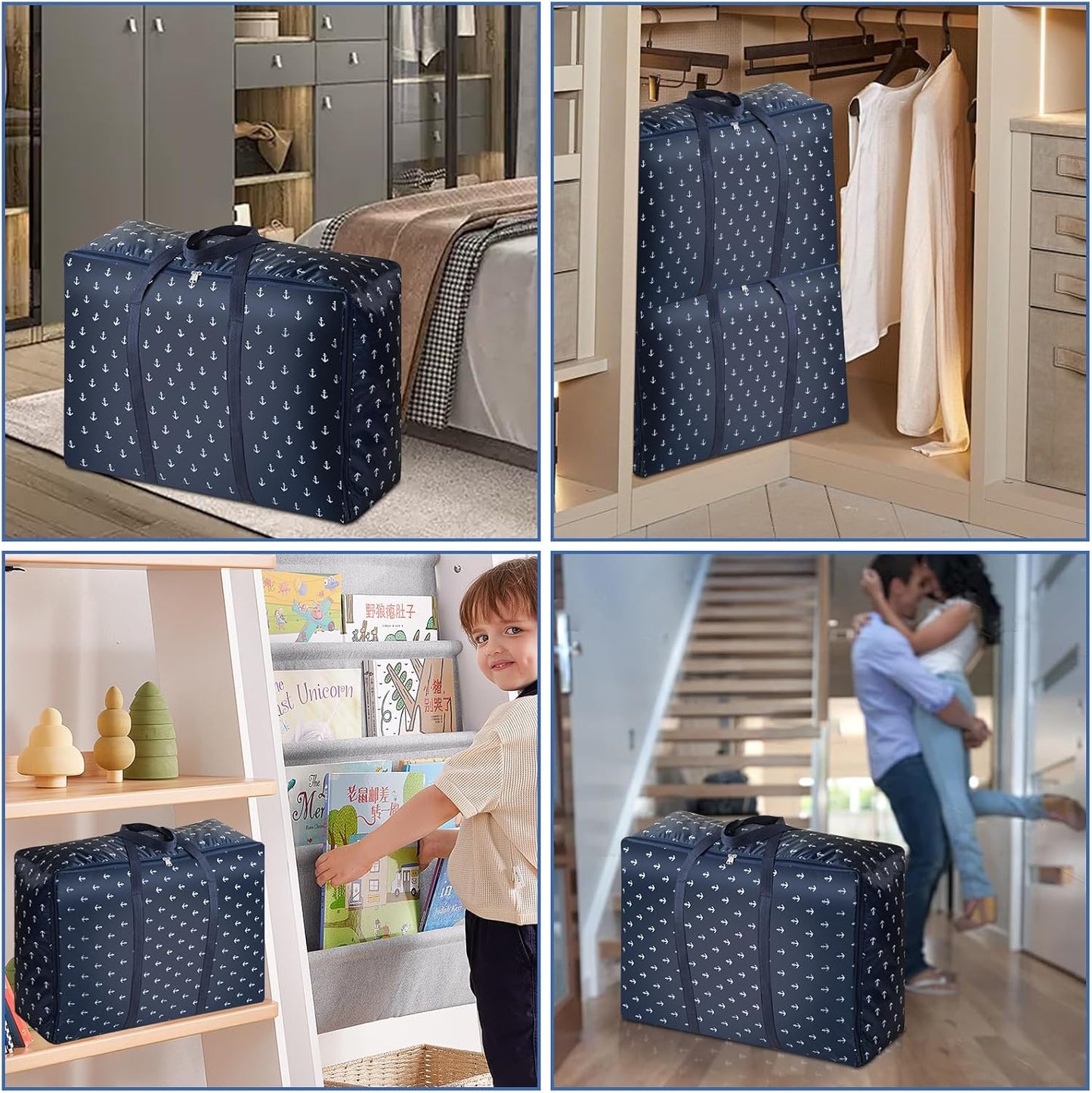 Pack Of 3 Large Clothes Storage Bags with Zips,Moving Bags for Clothes