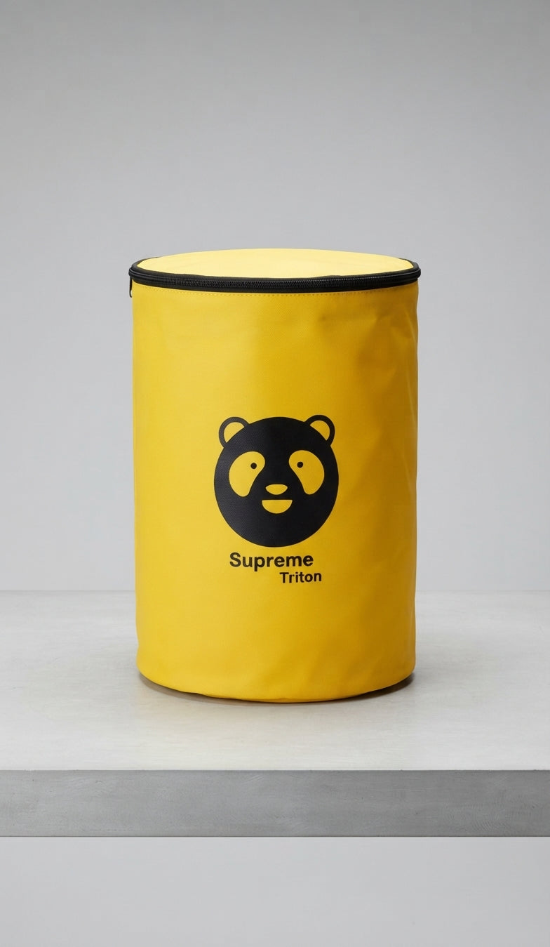 Supreme Triton Round Collapsible Laundry Hamper and Multipurpose Toy Storage Basket with Panda Logo