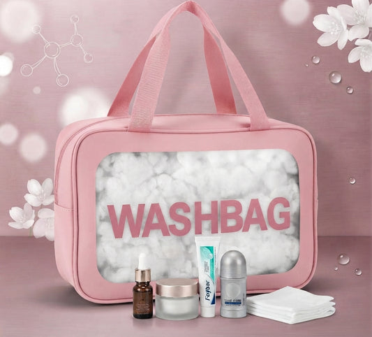 Transparent Window Cosmetic & Wash Bag with Top Handle
