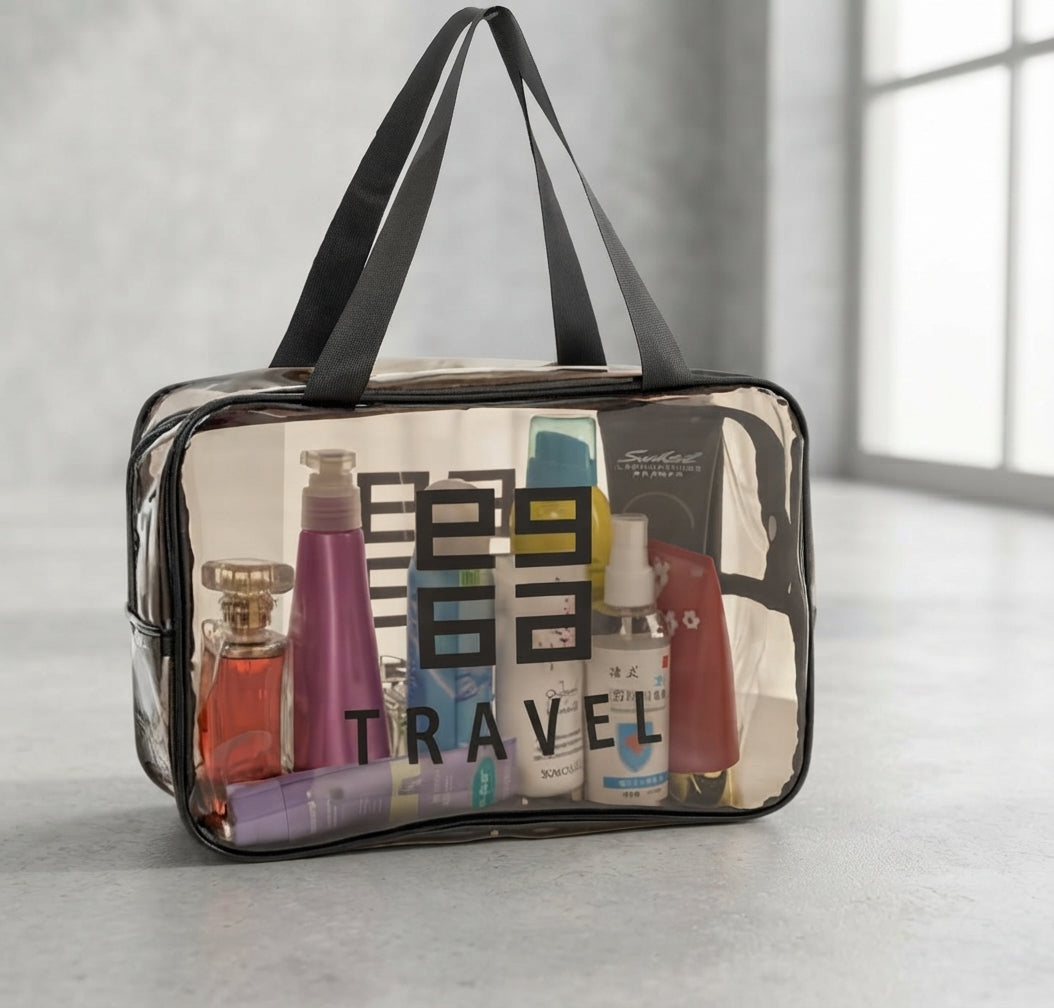 3 PCS SET Waterproof PVC Clear Travel Toiletry Bag & Cosmetic Pouch