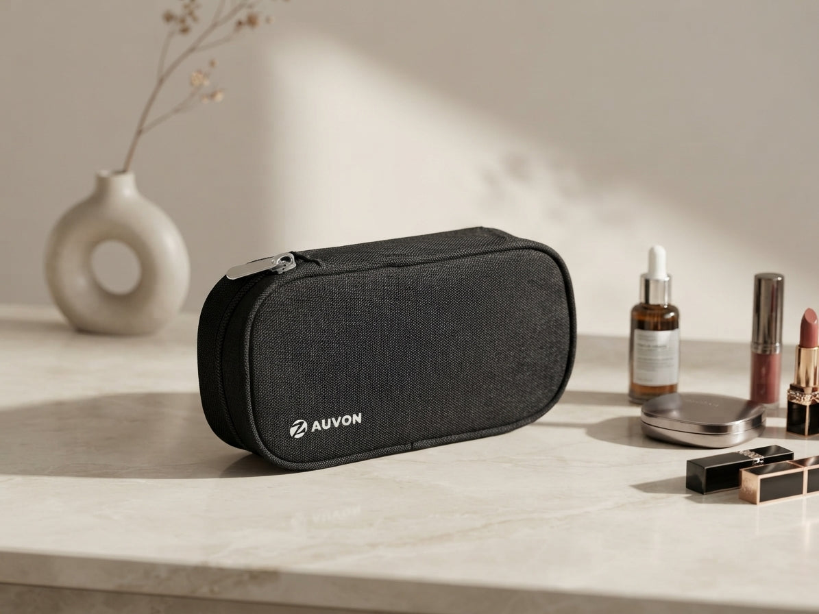 Auvon Mini Black Cosmetic Pouch & Travel Makeup Organizer