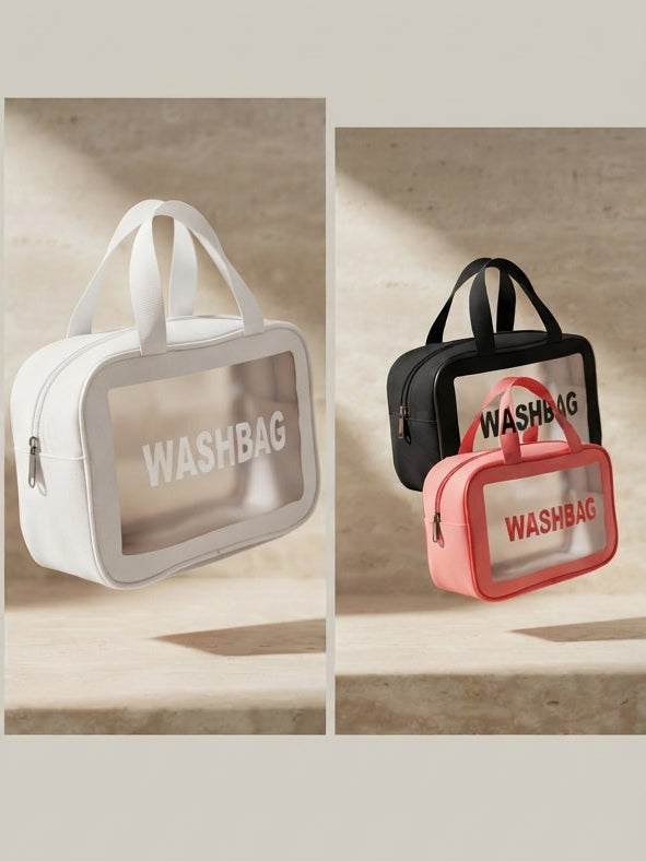 Waterproof Clear Travel Cosmetic Bag – Portable Mini Toiletry Organizer Pouch with Carry Handle