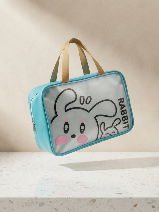 Rabbit Print Travel & Cosmetic Organizer Pouch | Waterproof PVC Large Capacity Multipurpose Toiletry & Makeup Bag