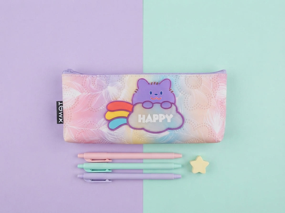 XMQI Aesthetic Quilted Pencil Case – Cute Waterproof Stationery Pouch & Large Capacity Pen Organizer