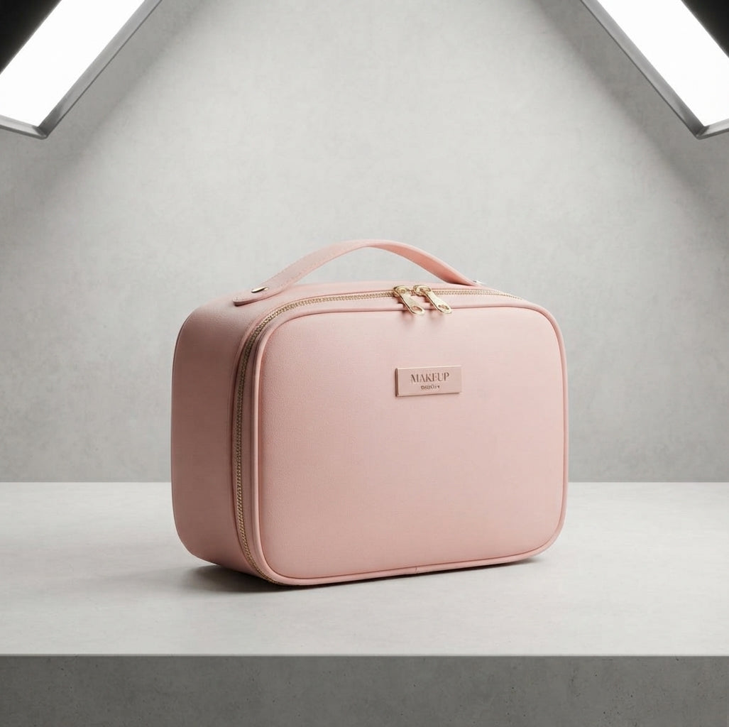 Premium Leather Cosmetic & Makeup Organizer Bag – Multi-Compartment Travel Vanity Case