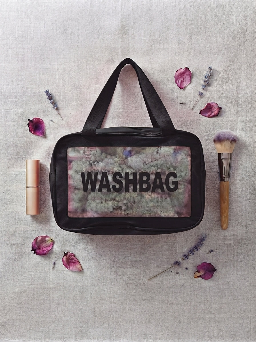Waterproof Clear Travel Cosmetic Bag – Portable Mini Toiletry Organizer Pouch with Carry Handle