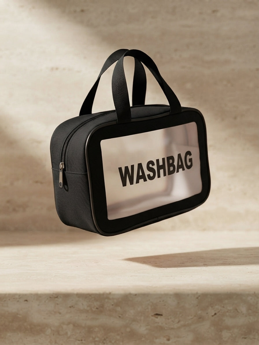 Waterproof Clear Travel Cosmetic Bag – Portable Mini Toiletry Organizer Pouch with Carry Handle