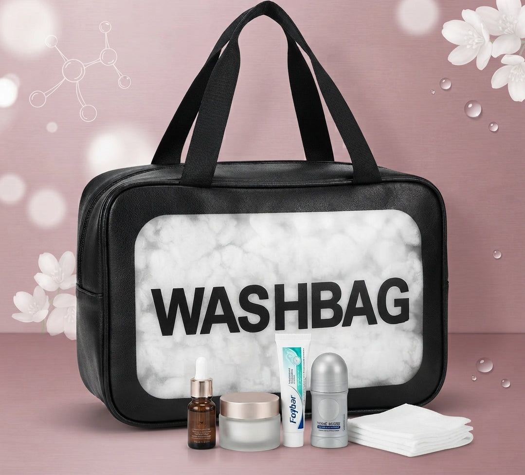 Transparent Window Cosmetic & Wash Bag with Top Handle
