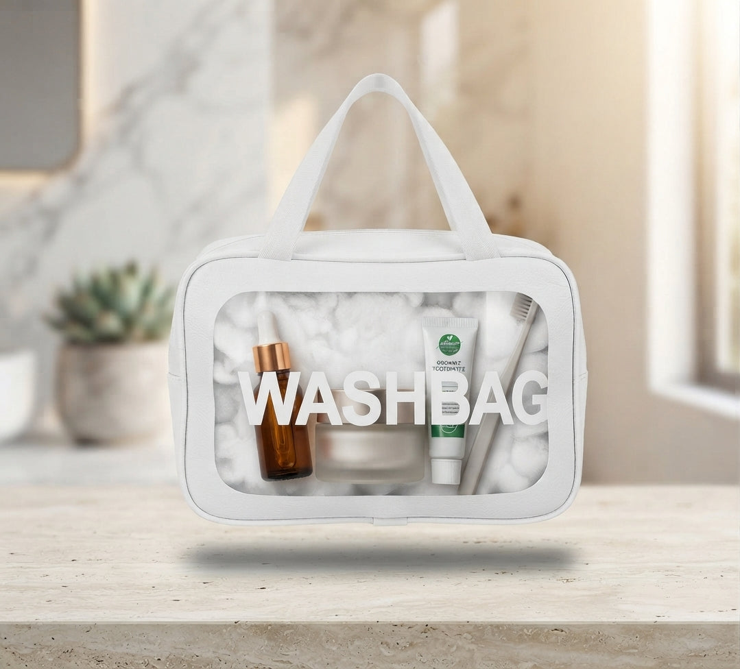 Transparent Window Cosmetic & Wash Bag with Top Handle