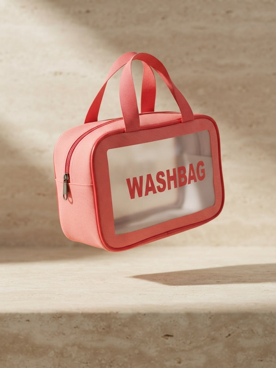 Waterproof Clear Travel Cosmetic Bag – Portable Mini Toiletry Organizer Pouch with Carry Handle