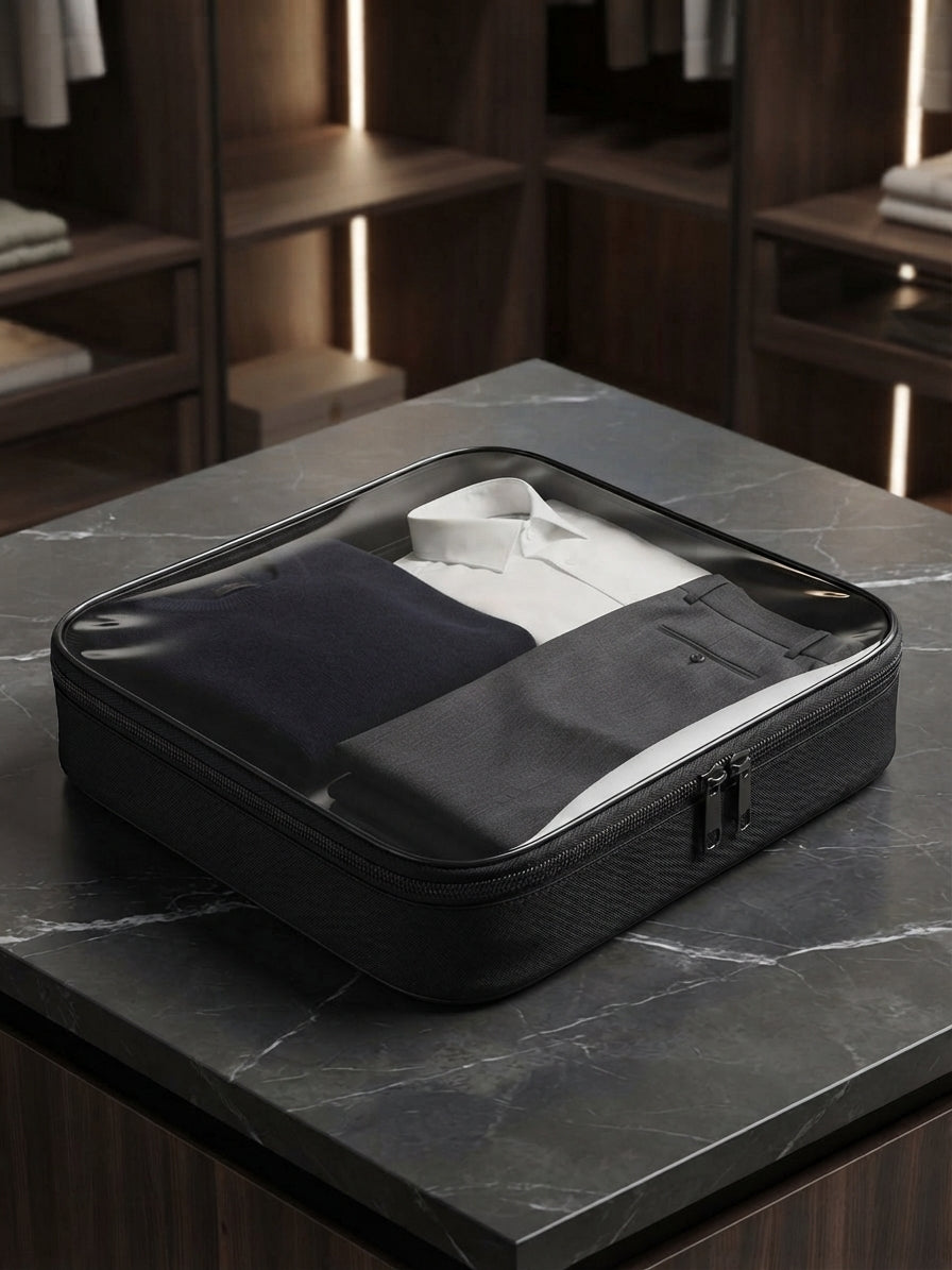 Supreme Triton Suit Garment Bag | Breathable Non-Woven Travel Suit Cover & Coat Protector with Transparent View Window & Heavy-Duty Zipper (Black)