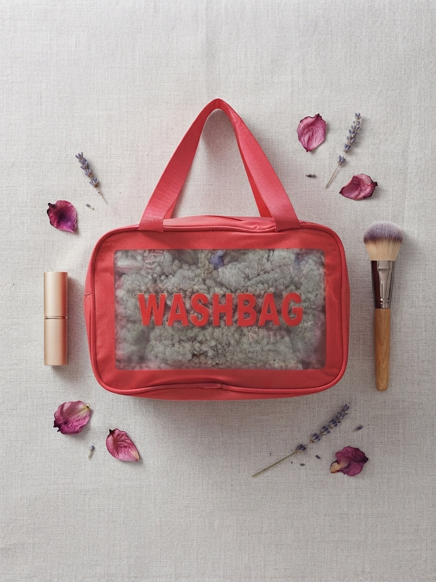 Waterproof Clear Travel Cosmetic Bag – Portable Mini Toiletry Organizer Pouch with Carry Handle