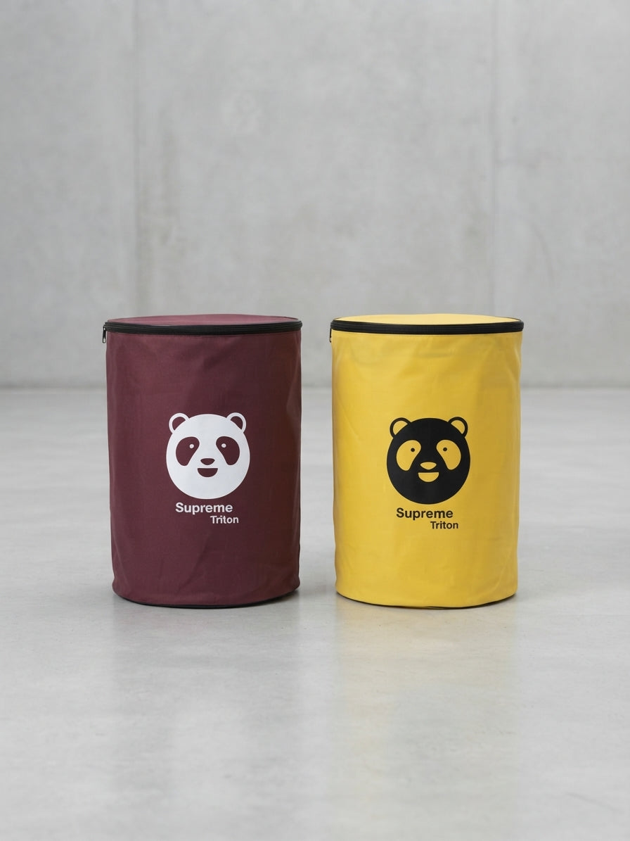 Supreme Triton Round Collapsible Laundry Hamper and Multipurpose Toy Storage Basket with Panda Logo