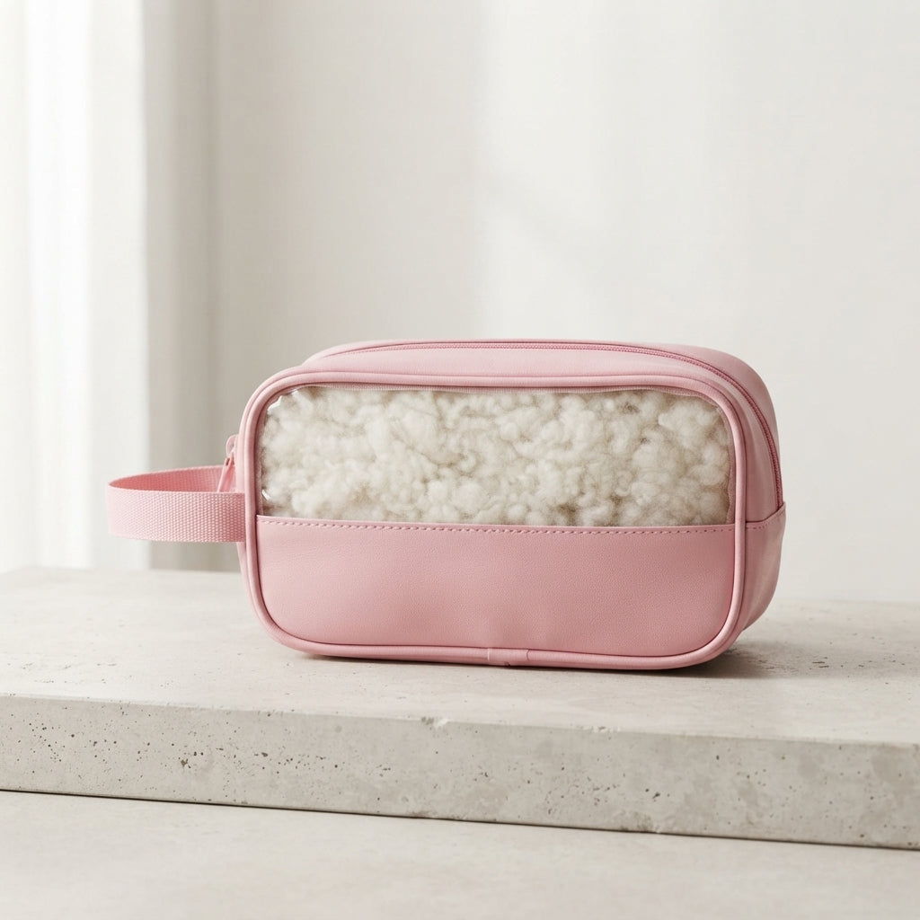 Premium PU Leather Cosmetic Bag – Transparent Travel Makeup Pouch with Handle and Clear View Windows