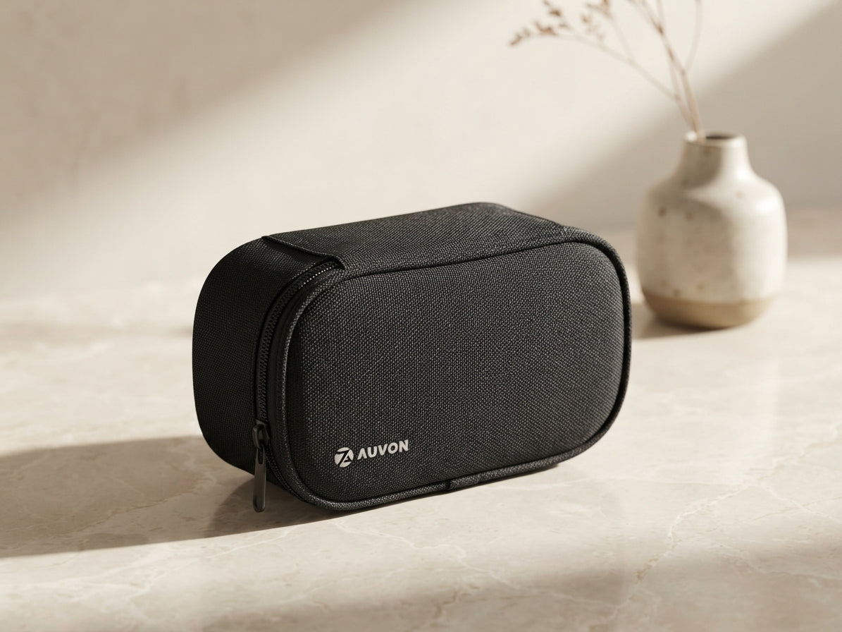 Auvon Mini Black Cosmetic Pouch & Travel Makeup Organizer