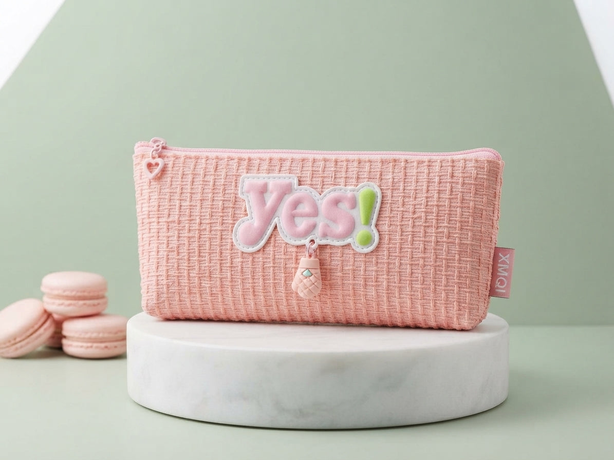 XMQI Aesthetic Quilted Pencil Case – Cute Waterproof Stationery Pouch & Large Capacity Pen Organizer