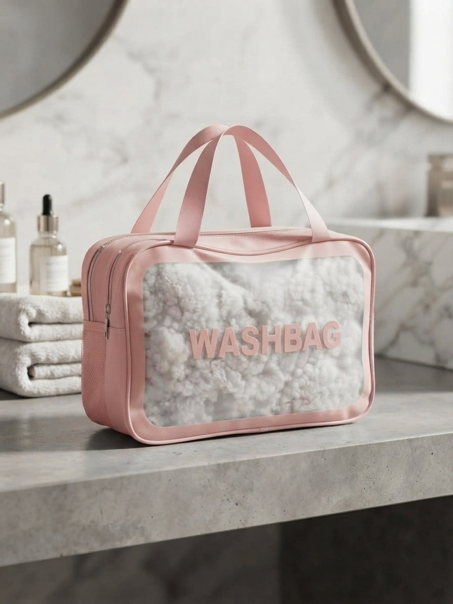 Large Dual-Zipper Cosmetic Bag & Travel Wash Organizer | Waterproof Makeup Pouch